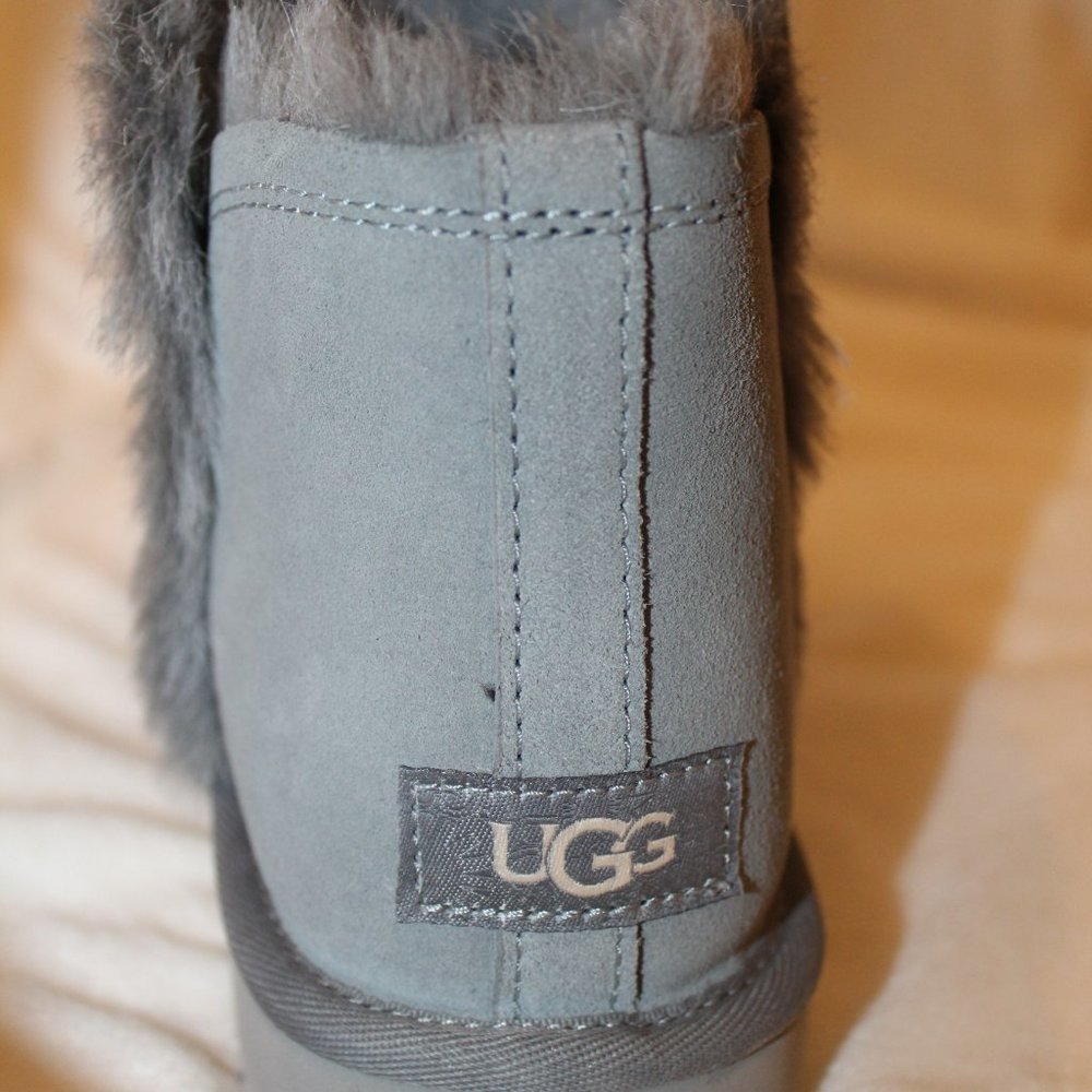 Nib Ugg Mini Fluff Hi Low Suede Shearling Boots G… - image 4